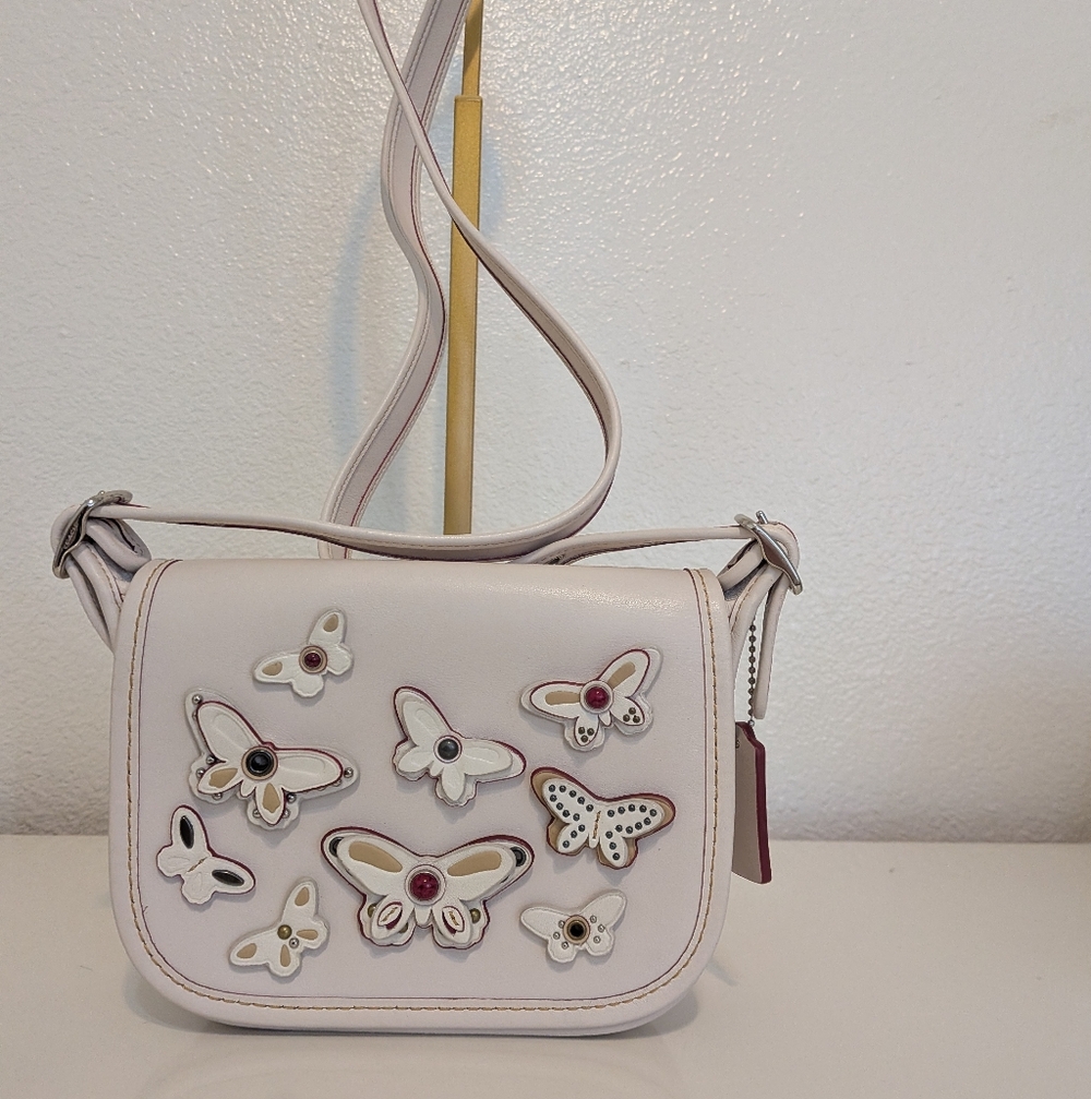 Coach Small Saddle Bag Butterfly Cream EUC - Picture 2 of 8